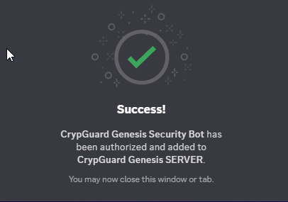 Discord authorization success message